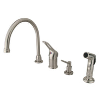 Thumbnail for Kingston Brass KB818K8 Single-Handle Widespread Kitchen Faucet, Brushed Nickel - BNGBath