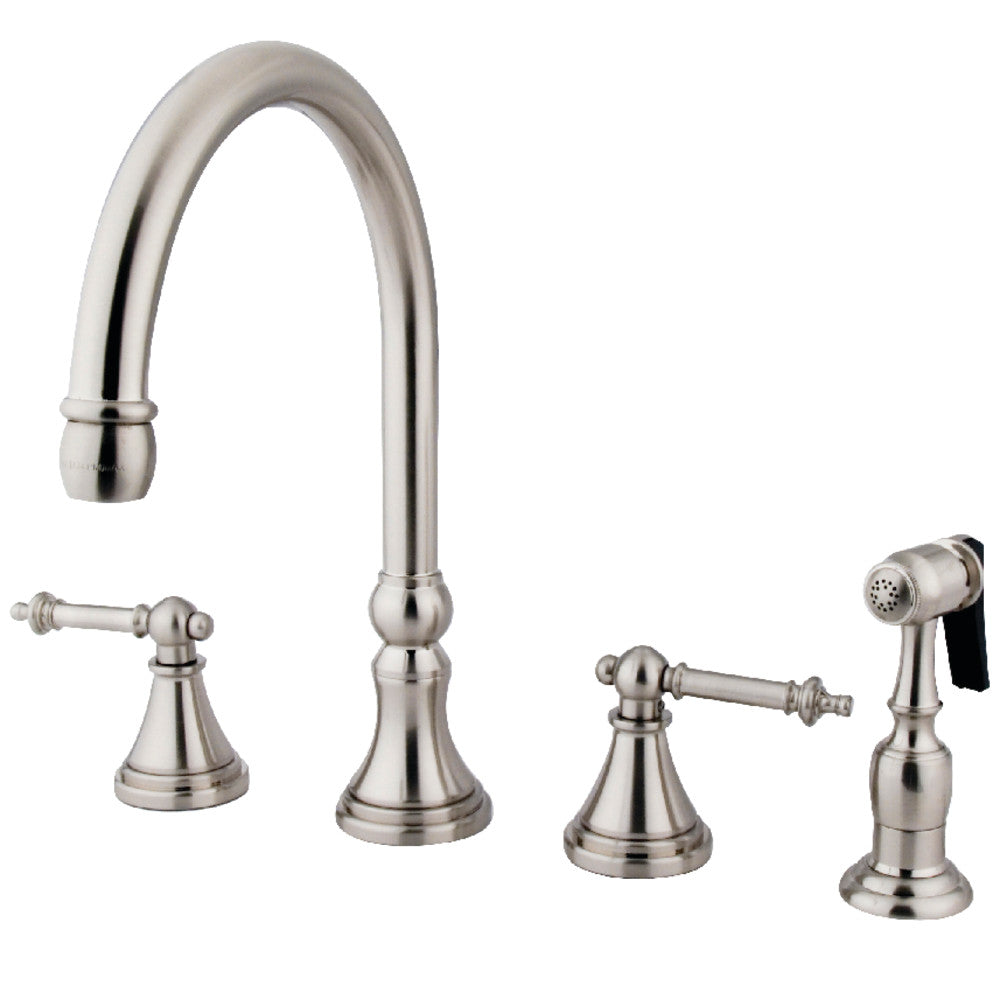 Kingston Brass KS2798TLBS Widespread Kitchen Faucet, Brushed Nickel - BNGBath