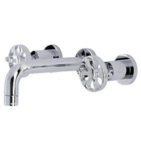 Thumbnail for Kingston Brass KS8121RX Belknap Two-Handle Wall Mount Bathroom Faucet, Polished Chrome - BNGBath