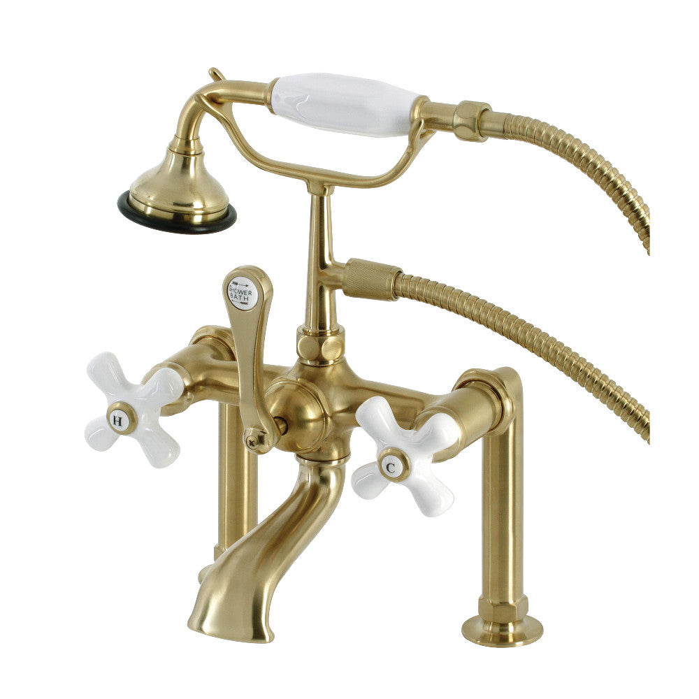 Kingston Brass AE111T7 Auqa Vintage Deck Mount Clawfoot Tub Faucet, Brushed Brass - BNGBath