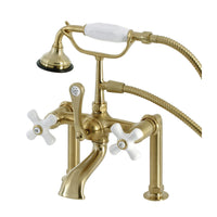 Thumbnail for Kingston Brass AE111T7 Auqa Vintage Deck Mount Clawfoot Tub Faucet, Brushed Brass - BNGBath