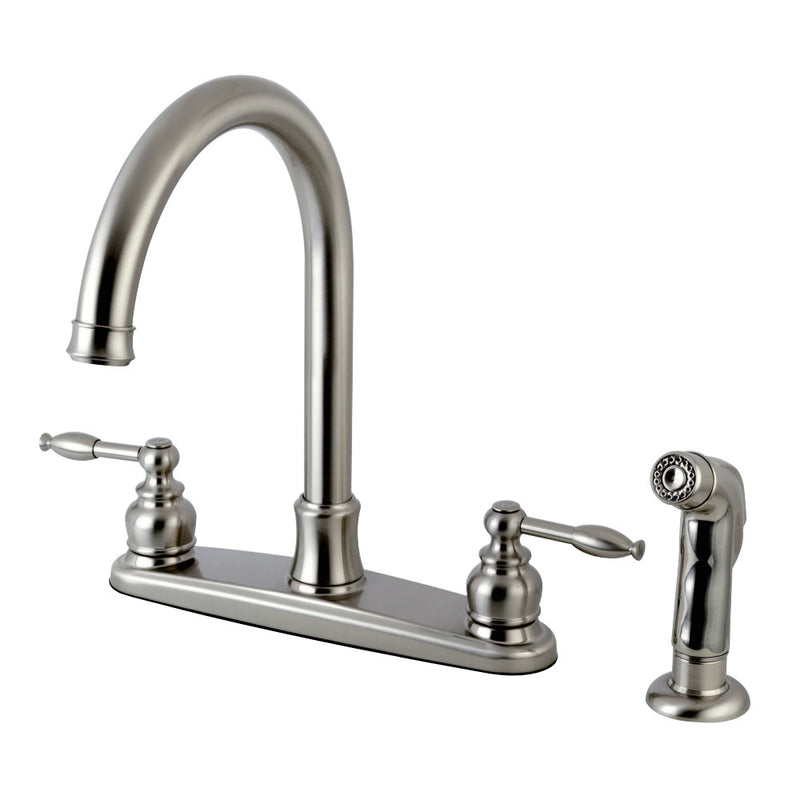 Kingston Brass FB7798KLSP Knight 8-Inch Centerset Kitchen Faucet with Sprayer, Brushed Nickel - BNGBath