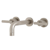 Thumbnail for Kingston Brass KS8128CML Manhattan 2-Handle 8 in. Wall Mount Bathroom Faucet, Brushed Nickel - BNGBath
