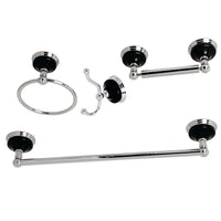 Thumbnail for Kingston Brass BAK9112478C Water Onyx 4-Piece Bathroom Accessory Set, Polished Chrome - BNGBath