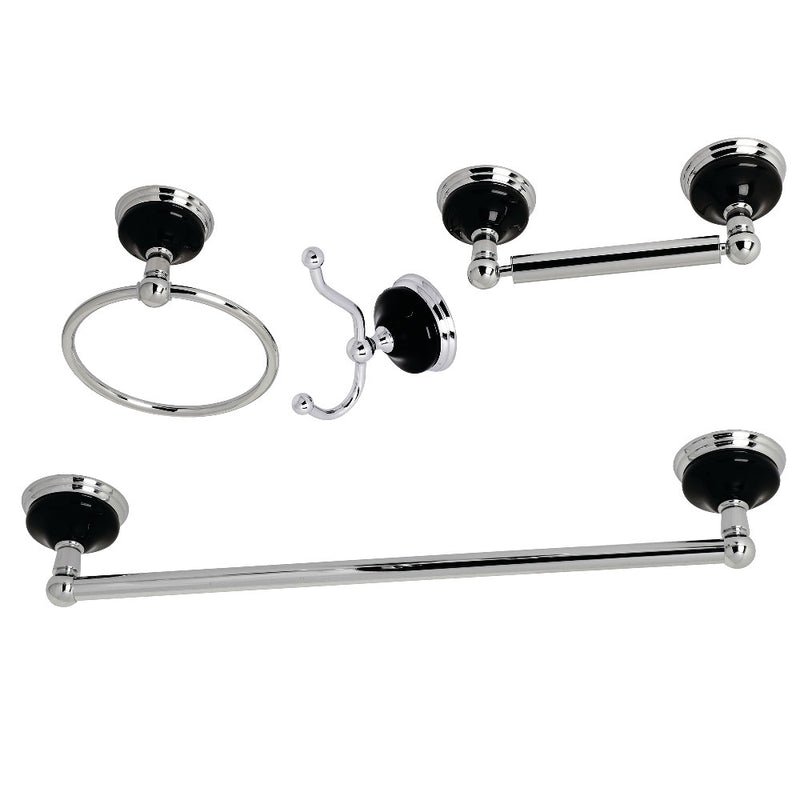 Kingston Brass BAK9112478C Water Onyx 4-Piece Bathroom Accessory Set, Polished Chrome - BNGBath
