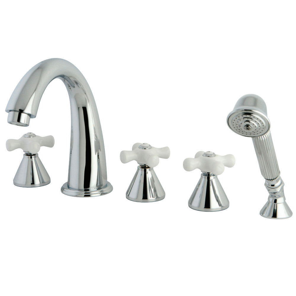 Kingston Brass KS23615PX 5-Piece Roman Tub Faucet with Hand Shower, Polished Chrome - BNGBath