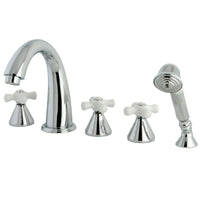 Thumbnail for Kingston Brass KS23615PX 5-Piece Roman Tub Faucet with Hand Shower, Polished Chrome - BNGBath