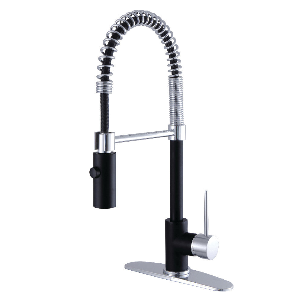 Gourmetier LS8777NYL New York Single-Handle Pre-Rinse Kitchen Faucet, Matte Black/Polished Chrome - BNGBath