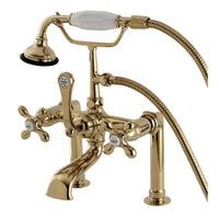 Thumbnail for Kingston Brass AE109T2 Auqa Vintage Deck Mount Clawfoot Tub Faucet, Polished Brass - BNGBath