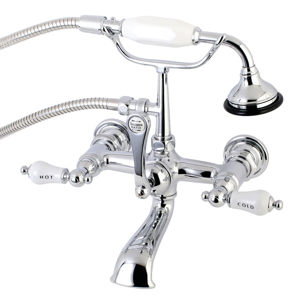 Kingston Brass AE556T1 Aqua Vintage 7-Inch Wall Mount Tub Faucet with Hand Shower, Polished Chrome - BNGBath