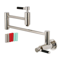 Thumbnail for Kingston Brass KS8106DKL Concord Wall Mount Pot Filler Kitchen Faucet, Polished Nickel - BNGBath