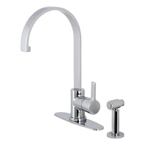 Thumbnail for Kingston Brass LS8711CTLBS Continental Single-Handle Kitchen Faucet with Brass Sprayer, Polished Chrome - BNGBath