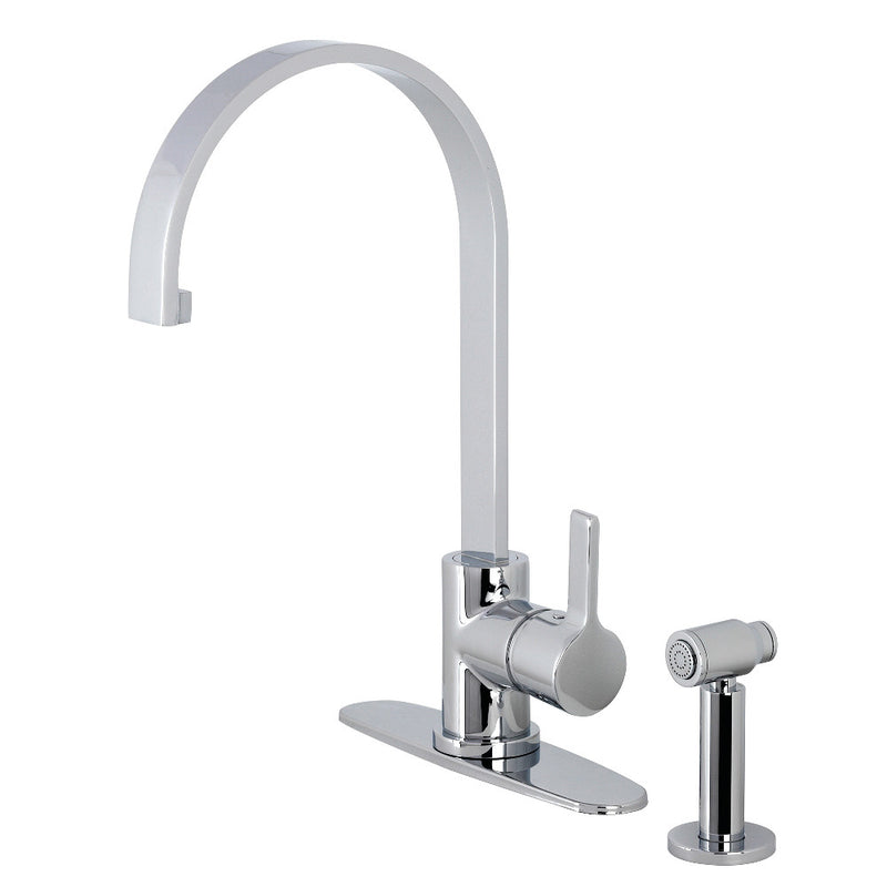 Kingston Brass LS8711CTLBS Continental Single-Handle Kitchen Faucet with Brass Sprayer, Polished Chrome - BNGBath