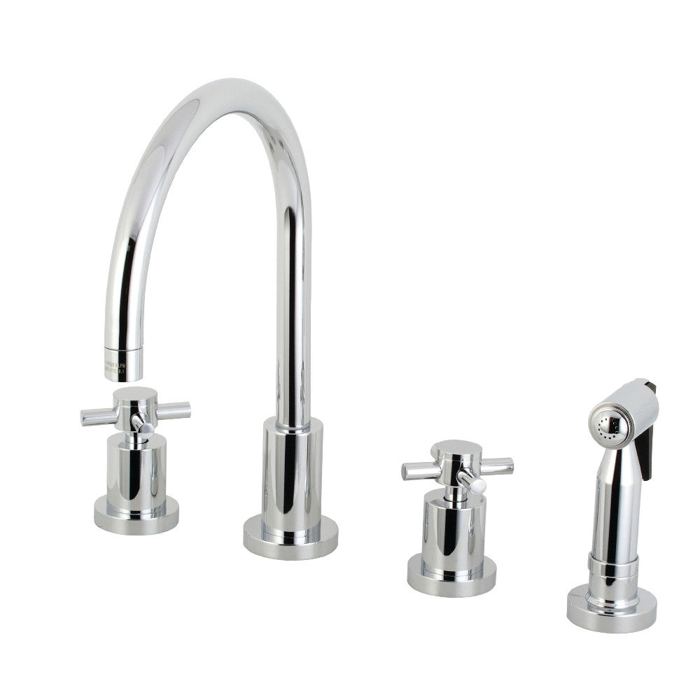 Kingston Brass KS8721DXBS Concord 8-Inch Widespread Kitchen Faucet with Brass Sprayer, Polished Chrome - BNGBath