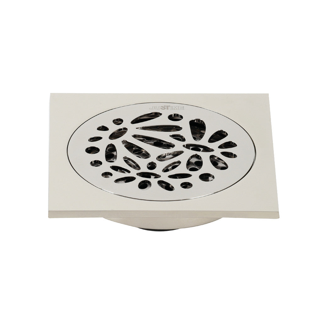 Kingston Brass BSF6360PN Watercourse Floral 4" Square Grid Shower Drain, Polished Nickel - BNGBath