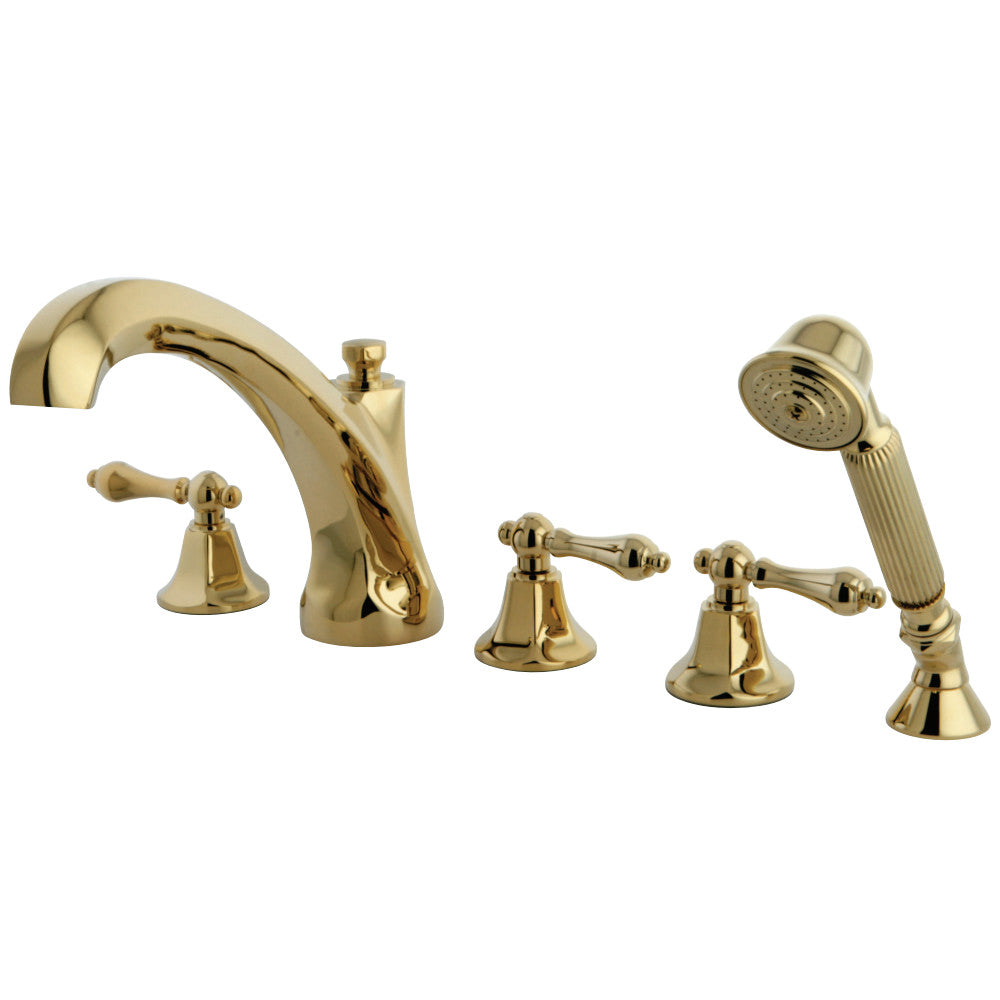 Kingston Brass KS43225AL Metropolitan Roman Tub Faucet with Hand Shower, Polished Brass - BNGBath