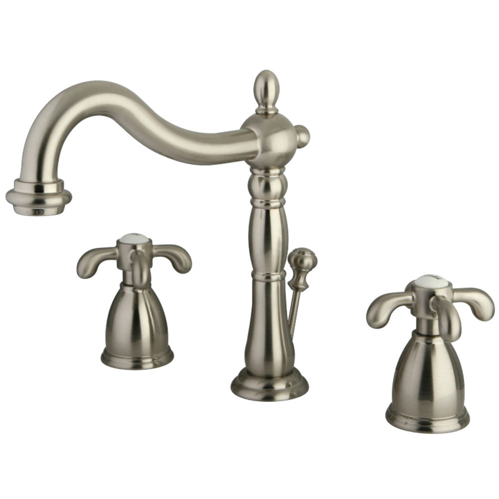 Kingston Brass KB1978TX French Country Widespread Bathroom Faucet with Plastic Pop-Up, Brushed Nickel - BNGBath