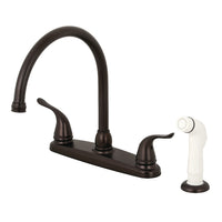 Thumbnail for Kingston Brass KB795YL Yosemite 8-Inch Centerset Kitchen Faucet with Sprayer, Oil Rubbed Bronze - BNGBath