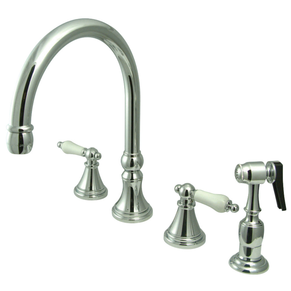 Kingston Brass KS2791PLBS Widespread Kitchen Faucet, Polished Chrome - BNGBath
