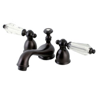 Thumbnail for Kingston Brass KS3955WLL Wilshire Mini-Widespread Bathroom Faucet with Brass Pop-Up, Oil Rubbed Bronze - BNGBath
