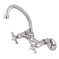 Thumbnail for Kingston Brass KS114C Essex Two Handle Wall Mount Kitchen Faucet, Polished Chrome - BNGBath