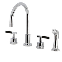 Thumbnail for Kingston Brass KS8721CKL Kaiser Widespread Kitchen Faucet with Plastic Sprayer, Polished Chrome - BNGBath