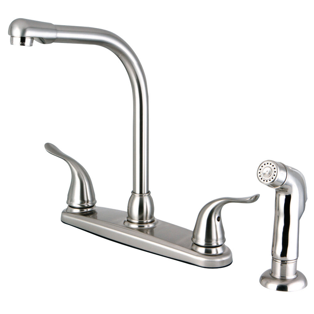 Kingston Brass FB2758YLSP Yosemite 8-Inch Centerset Kitchen Faucet with Sprayer, Brushed Nickel - BNGBath