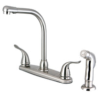 Thumbnail for Kingston Brass FB2758YLSP Yosemite 8-Inch Centerset Kitchen Faucet with Sprayer, Brushed Nickel - BNGBath