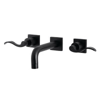 Thumbnail for Kingston Brass KS6120DFL NuWave Two-Handle Wall Mount Bathroom Faucet, Matte Black - BNGBath