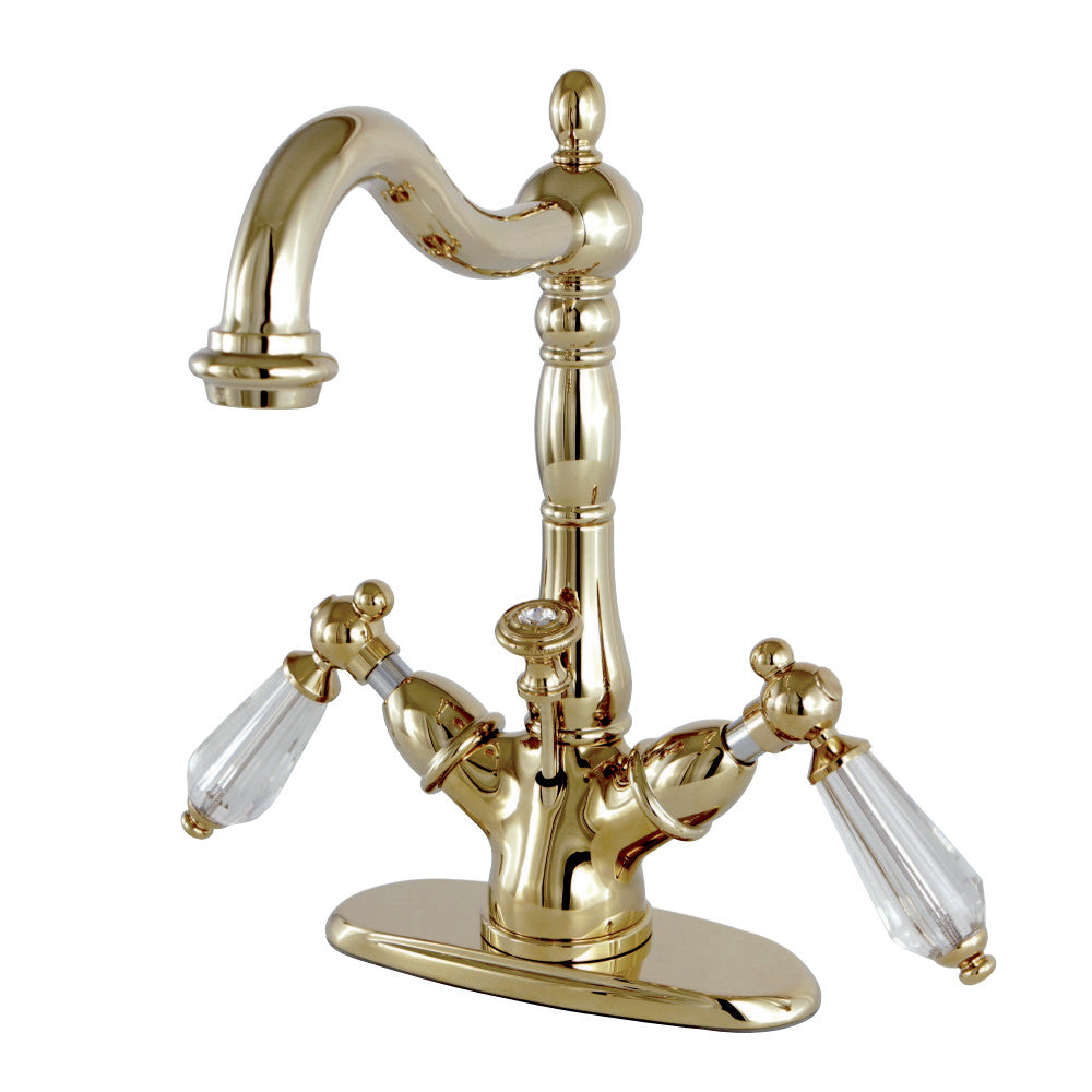 Kingston Brass KS1432WLL Wilshire Two-Handle Bathroom Faucet with Brass Pop-Up and Cover Plate, Polished Brass - BNGBath