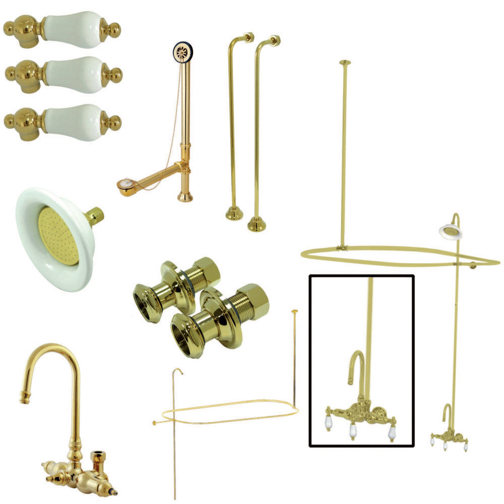 Kingston Brass CCK4142PL Vintage Gooseneck Clawfoot Tub Faucet Package, Polished Brass - BNGBath