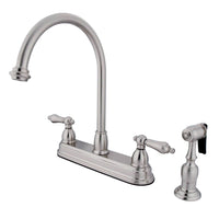 Thumbnail for Kingston Brass KB3758ALBS Restoration 8-Inch Centerset Kitchen Faucet, Brushed Nickel - BNGBath