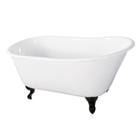 Thumbnail for Aqua Eden VCTND5728NT5 57-Inch Cast Iron Slipper Clawfoot Tub without Faucet Drillings, White/Oil Rubbed Bronze - BNGBath