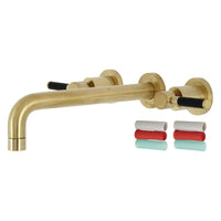 Thumbnail for Kingston Brass KS8027DKL Kaiser Two-Handle Wall Mount Tub Faucet, Brushed Brass - BNGBath