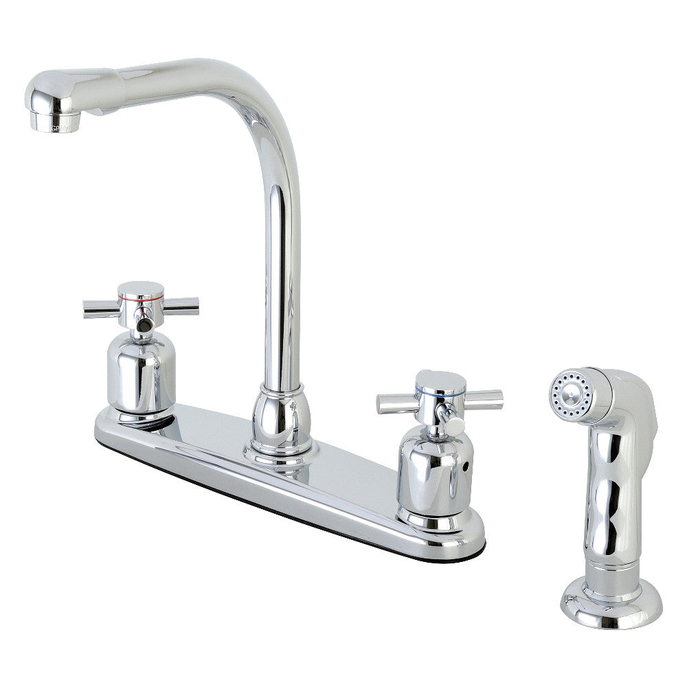 Kingston Brass FB751DXSP Concord 8-Inch Centerset Kitchen Faucet with Sprayer, Polished Chrome - BNGBath