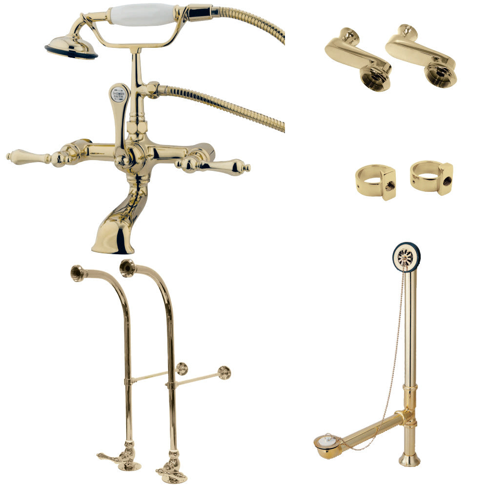 Kingston Brass CCK5102AL Vintage Freestanding Clawfoot Tub Faucet Package with Supply Line, Polished Brass - BNGBath