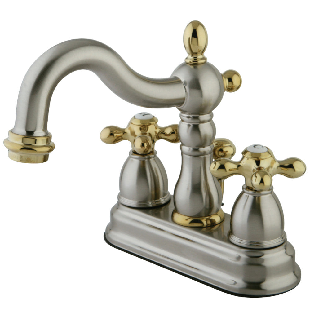 Kingston Brass KB1609AX Heritage 4 in. Centerset Bathroom Faucet, Brushed Nickel/Polished Brass - BNGBath