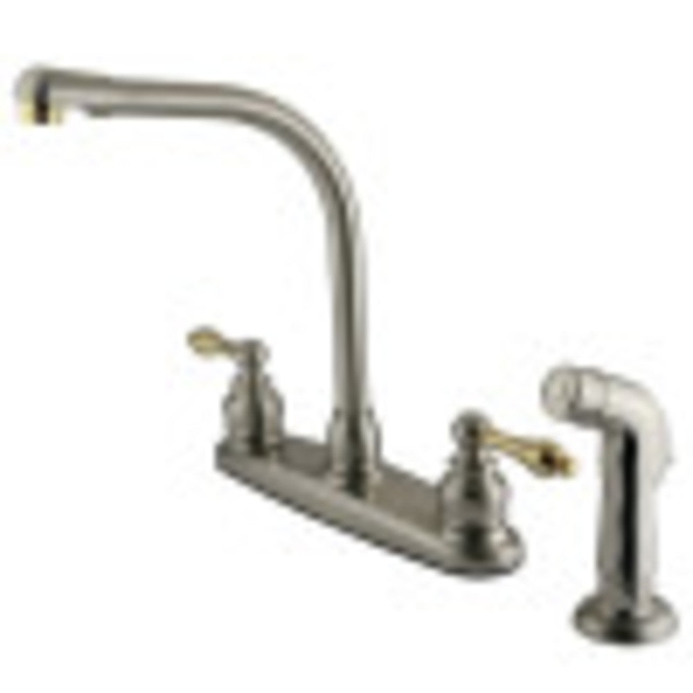 Kingston Brass KB719ALSP Victorian Centerset Kitchen Faucet, Brushed Nickel/Polished Brass - BNGBath