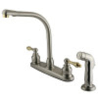 Thumbnail for Kingston Brass KB719ALSP Victorian Centerset Kitchen Faucet, Brushed Nickel/Polished Brass - BNGBath
