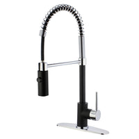 Thumbnail for Gourmetier LS8777DL Concord Single-Handle Pre-Rinse Kitchen Faucet, Matte Black/Polished Chrome - BNGBath