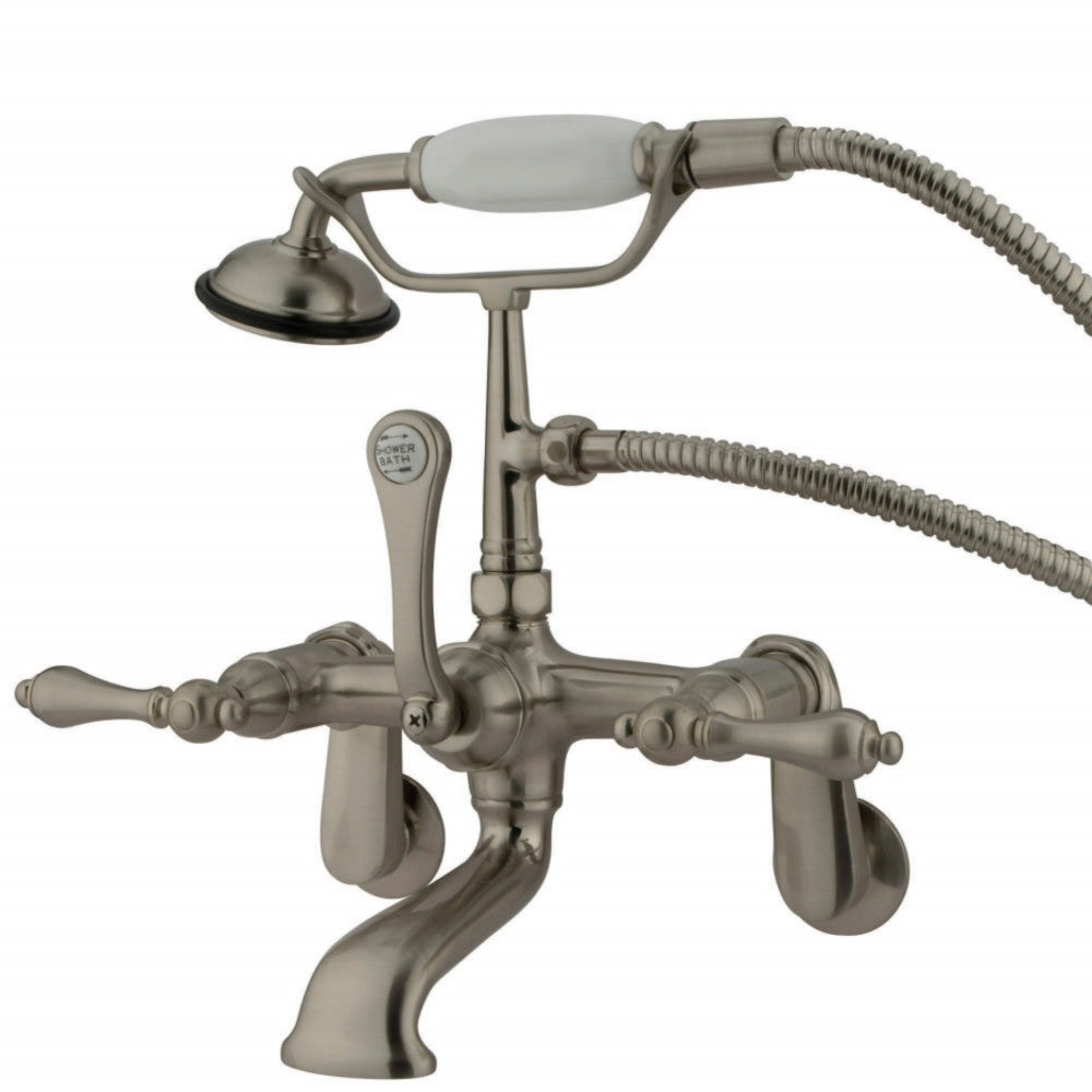 Kingston Brass CC51T8 Vintage Wall Mount Clawfoot Tub Faucet with Hand Shower, Brushed Nickel - BNGBath