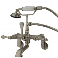 Thumbnail for Kingston Brass CC51T8 Vintage Wall Mount Clawfoot Tub Faucet with Hand Shower, Brushed Nickel - BNGBath