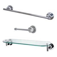 Thumbnail for Kingston Brass BAK821289C 3-Piece Bathroom Accessories Set, Polished Chrome - BNGBath