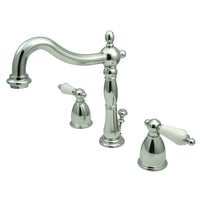 Thumbnail for Kingston Brass KB1971PL Heritage Widespread Bathroom Faucet with Plastic Pop-Up, Polished Chrome - BNGBath