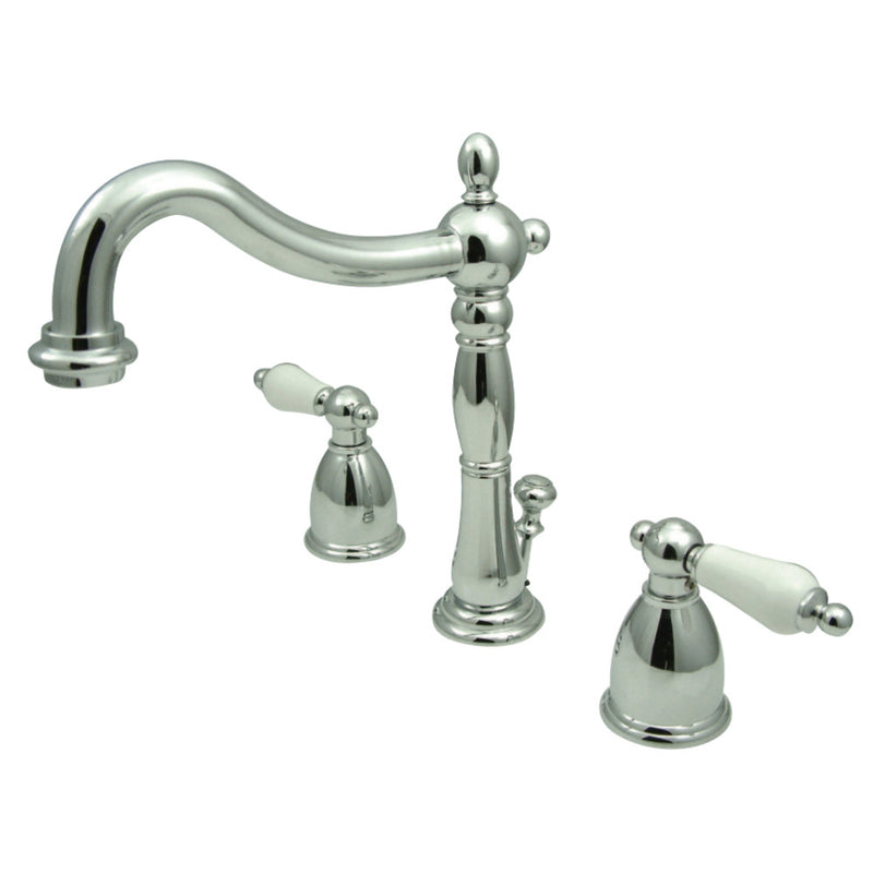 Kingston Brass KB1971PL Heritage Widespread Bathroom Faucet with Plastic Pop-Up, Polished Chrome - BNGBath