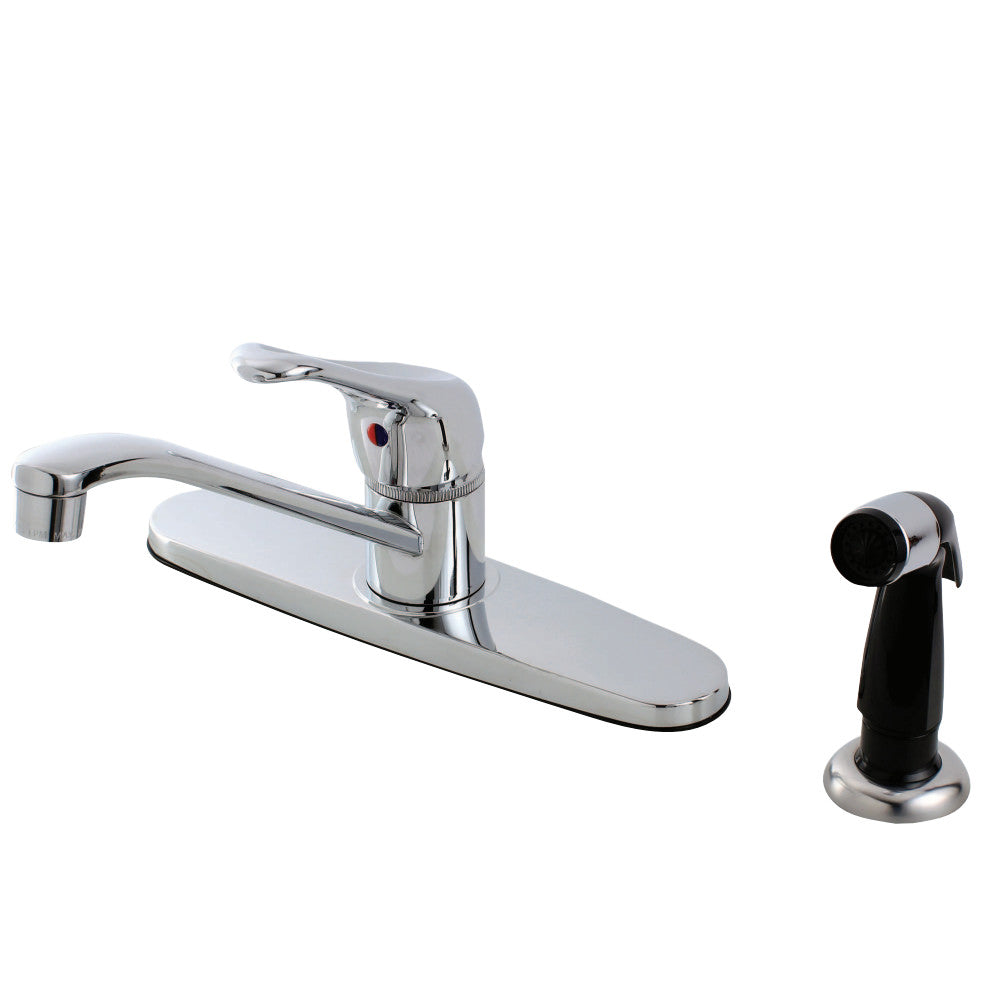 Kingston Brass FB562 Wyndham Single Handle 8-Inch Centerset Kitchen Faucet with Sprayer, Polished Chrome - BNGBath