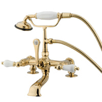 Thumbnail for Kingston Brass CC205T2 Vintage 7-Inch Deck Mount Tub Faucet, Polished Brass - BNGBath