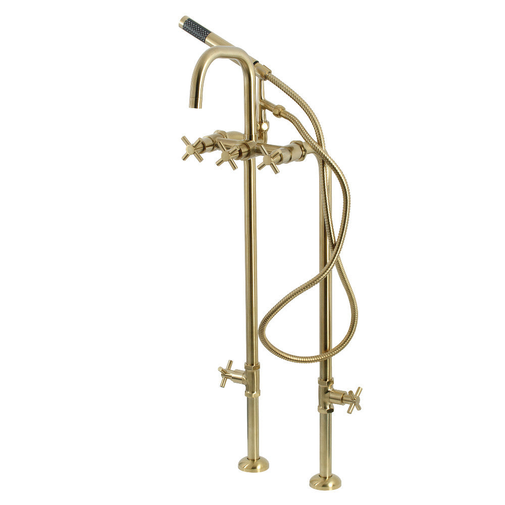 Aqua Vintage CCK8407DX Concord Freestanding Tub Faucet with Supply Line, Stop Valve, Brushed Brass - BNGBath
