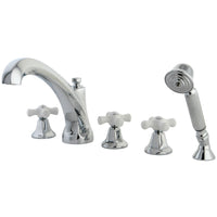 Thumbnail for Kingston Brass KS43215PX Roman Tub Faucet with Hand Shower, Polished Chrome - BNGBath