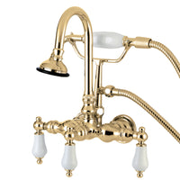 Thumbnail for Kingston Brass AE11T2 Aqua Vintage Wall Mount Clawfoot Tub Faucet, Polished Brass - BNGBath